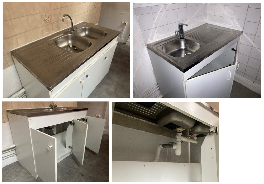 Plan de travail inox avec évier et meuble bas