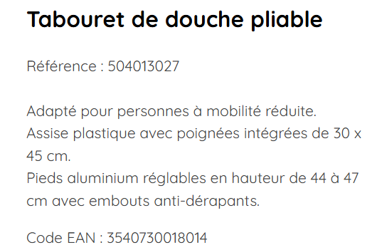 Tabourets de douche pliables