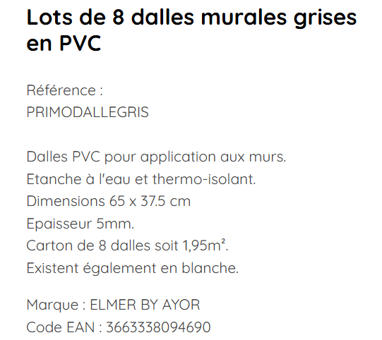 Dalles PVC pour application au mur (habillage de douche , crédence...)